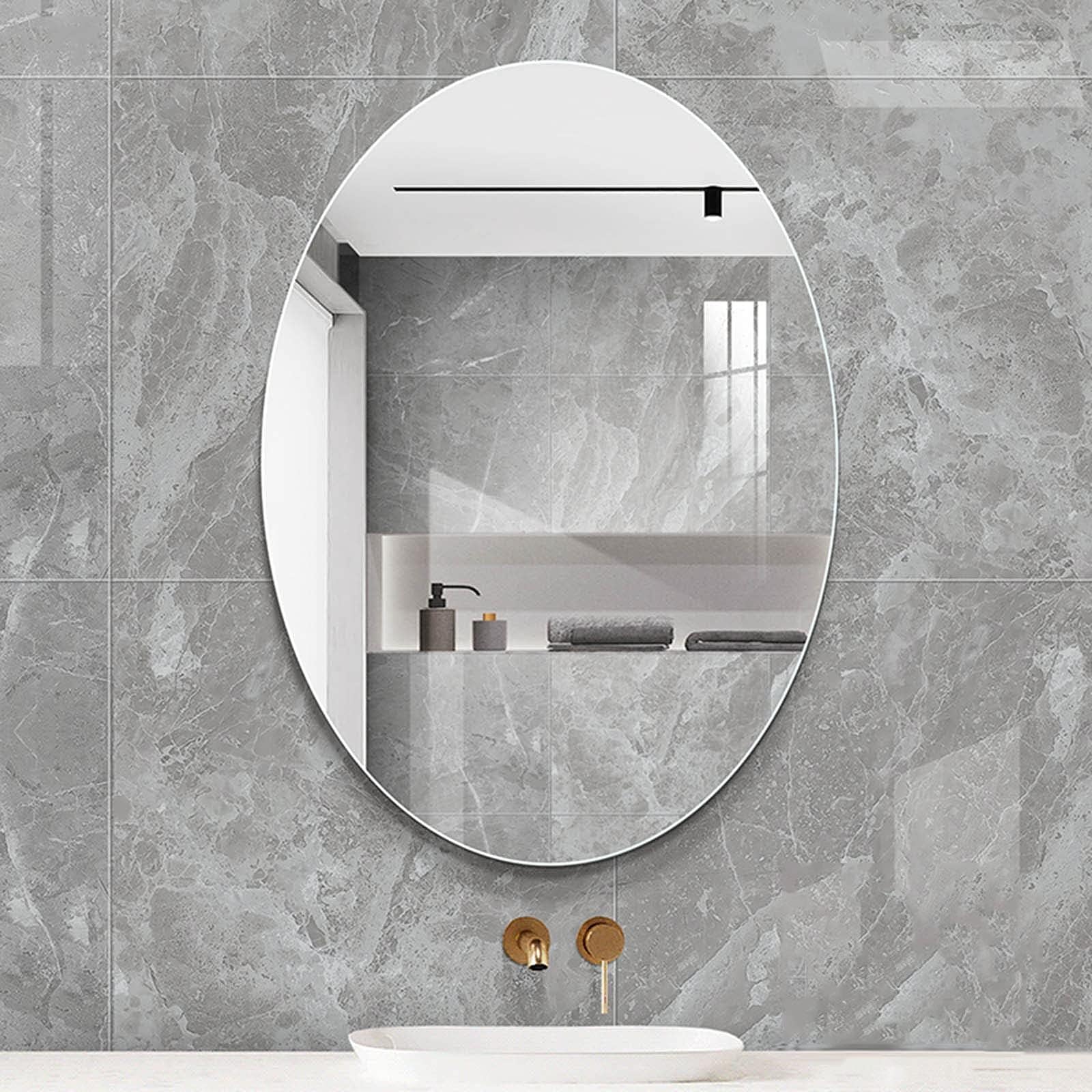 Frameless Bathroom Mirror Oval Bathroom Vanity Mirror Bathroom Mirrors Wall Mounted Frameless Mirror Makeup Mirror Hallway Mirror Living Room Mirror Vertical Or Horizontal (Size : 50x70cm/20x28inch)