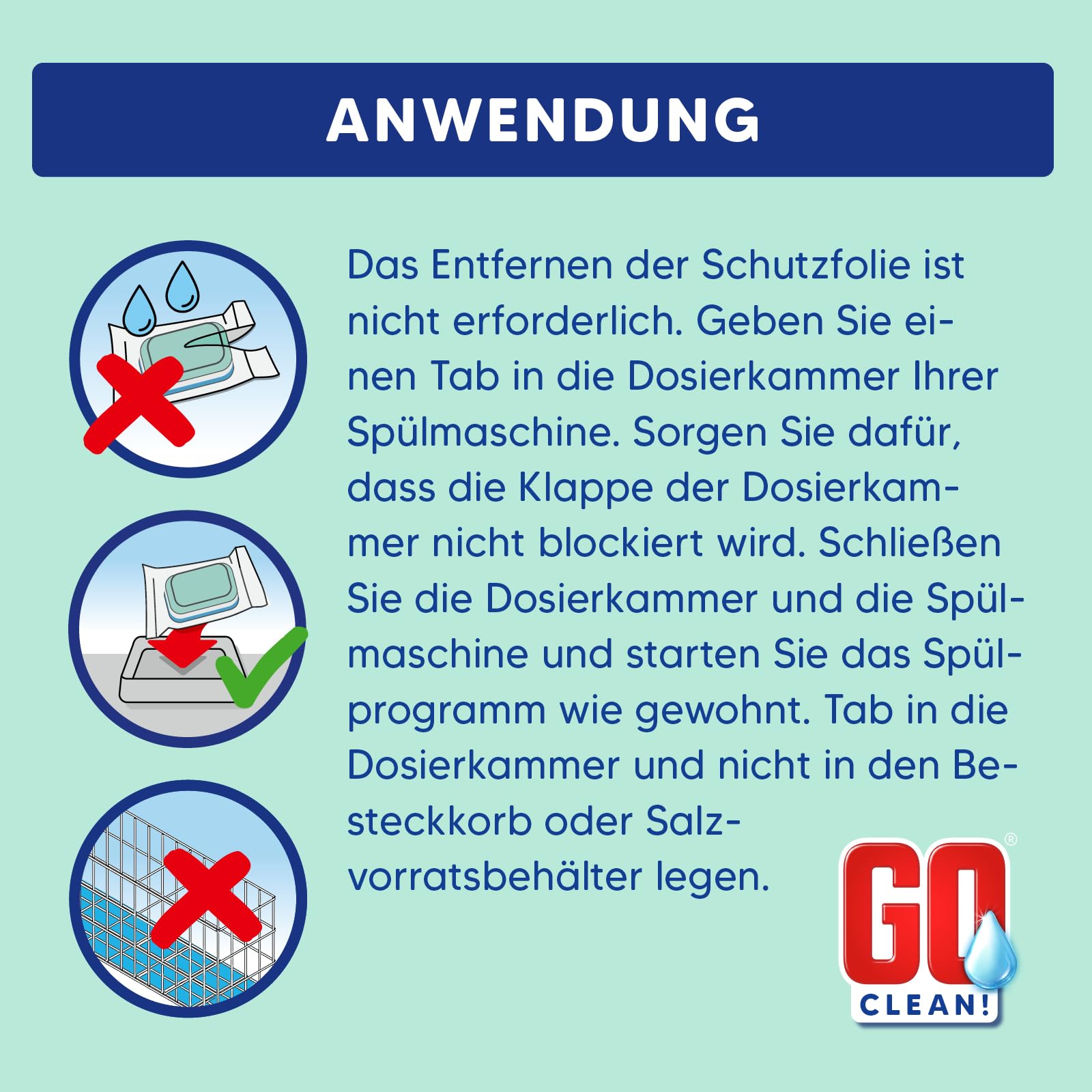 GO clean! Spülmaschinentabs Multi 12-in-1 MAX POWER – 10 kg ca. 500 Stück 20g, XXL-Sparpaket in wasserlöslicher Folie mit starker Reinigungskraft gegen Schmutz und Fett