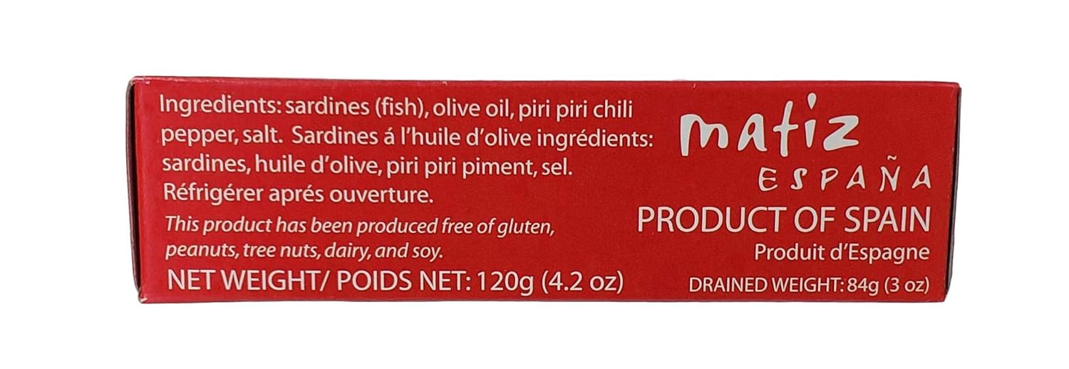 Matiz Spicy Wild Spanish Sardines in Olive Oil and Piri Piri Pepper, 4.2 oz (4.2 Ounce (Pack of 5)) - Image 3