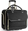 Rolling Laptop Bag, Waterproof Briefcase for Women with Wheels, 17.3 Inch Computer Bag with Leather Handle, Roller Teacher Bag for Work, Flight Approved, TSA Friendly, Black, Stylish