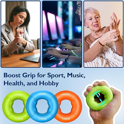 Miniatura 11 de FitBeast Entrenador de fuerza de agarre, ejercitador de dedos, fortalecedor de antebrazo, kit de 9 piezas, fortalecedor de agarre de mano fuerza