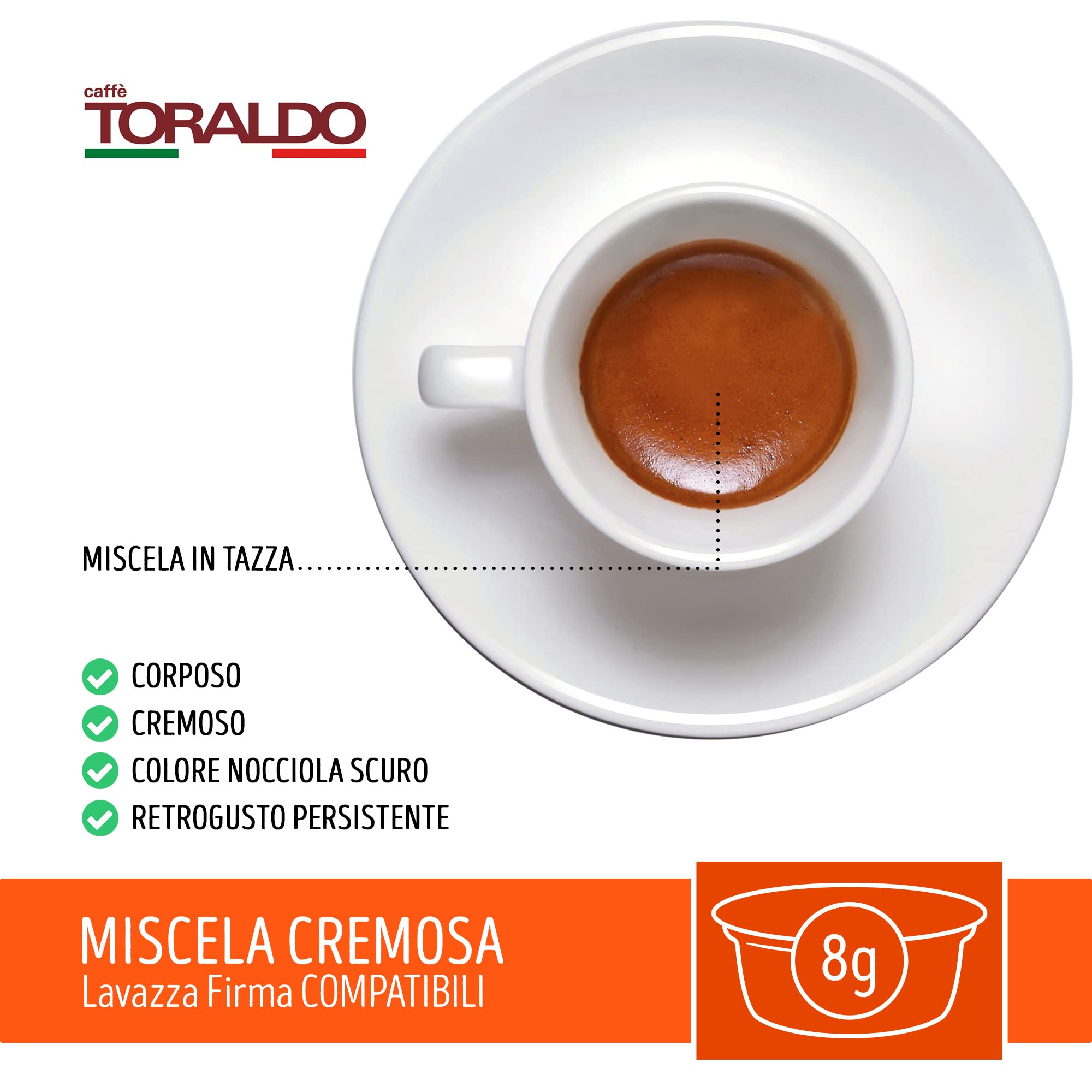 CAFFÈ TORALDO | Compatibile Firma* | Caffè Selezionato, Tostato e Torrefatto in Italia | Eccellenza del Caffè Napoletano (100 Capsule, Miscela Cremosa)