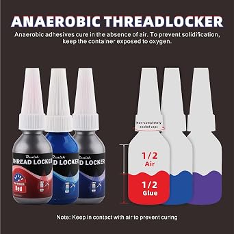Realth Thread Locker Blue and Red & Purple 10ml x 3 Packs Threadlock | Low Medium and High Strength Threadlock, Lock & Seal Nuts Bolts, Against Losening and Leakage