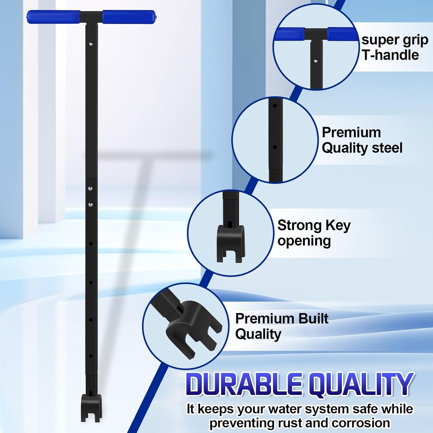 Qcwwy Chiave Contatore Dell'acqua, Chiave per Contatore Dell'acqua Maniglia a T Pieghevole Chiave di utilità Strumento Multifunzionale per L'arresto Dell'acqua per la Riparazione della