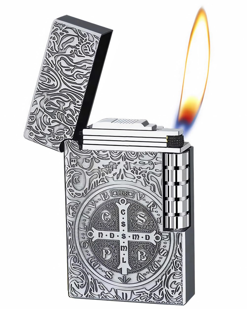 Lighters Portable Butane Creative Personality Wheel Lighter for Collection Decorative Gift Present Butane Not Included Silver