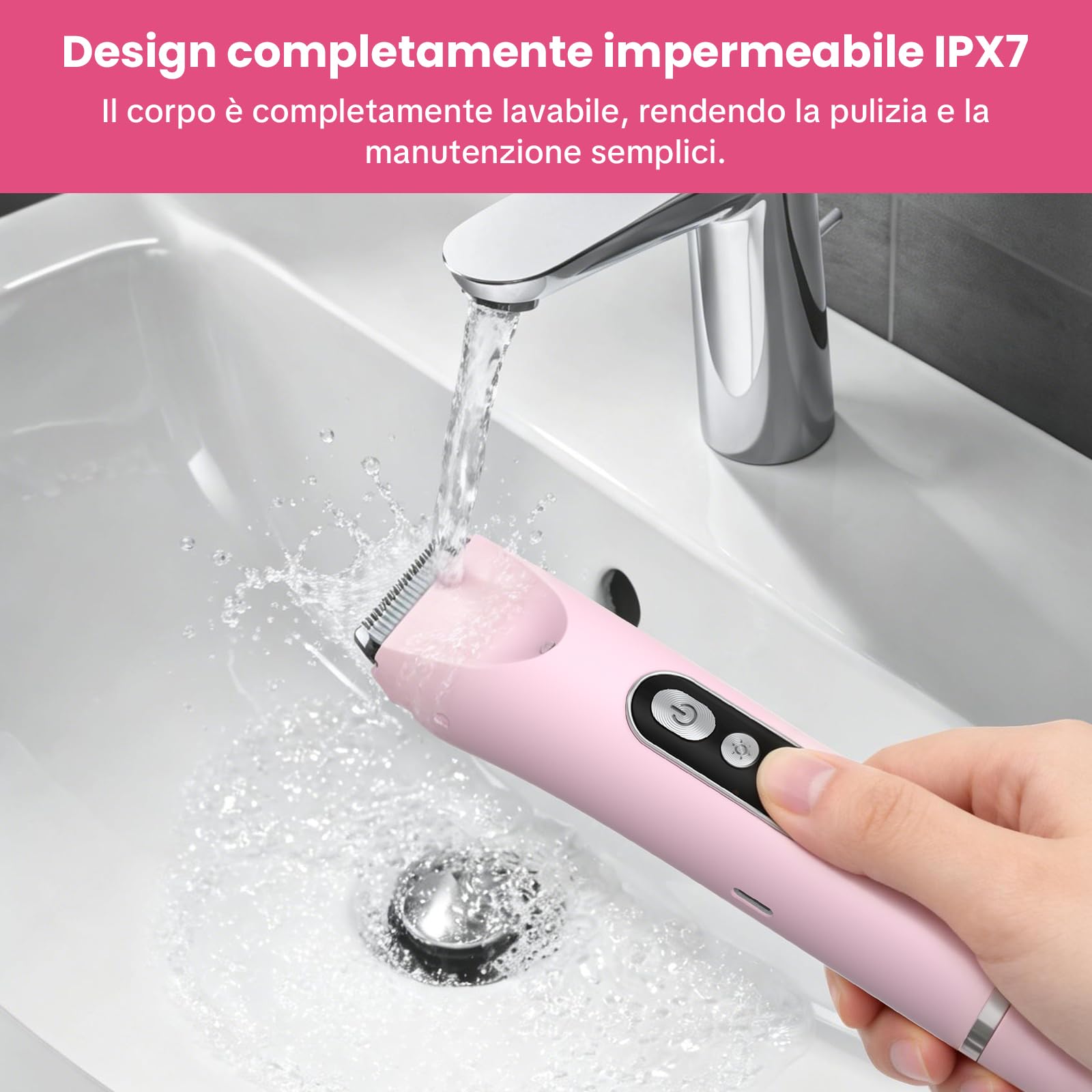 Rasoio Donna 2 in 1 Elettrico, Doppia Testina con Ricarica Type-C, IPX7 Impermeabile, Rasoio Corpo Donna per Gambe, Ascelle e Zona Bikini, Uso Bagnato e Asciutto - 4