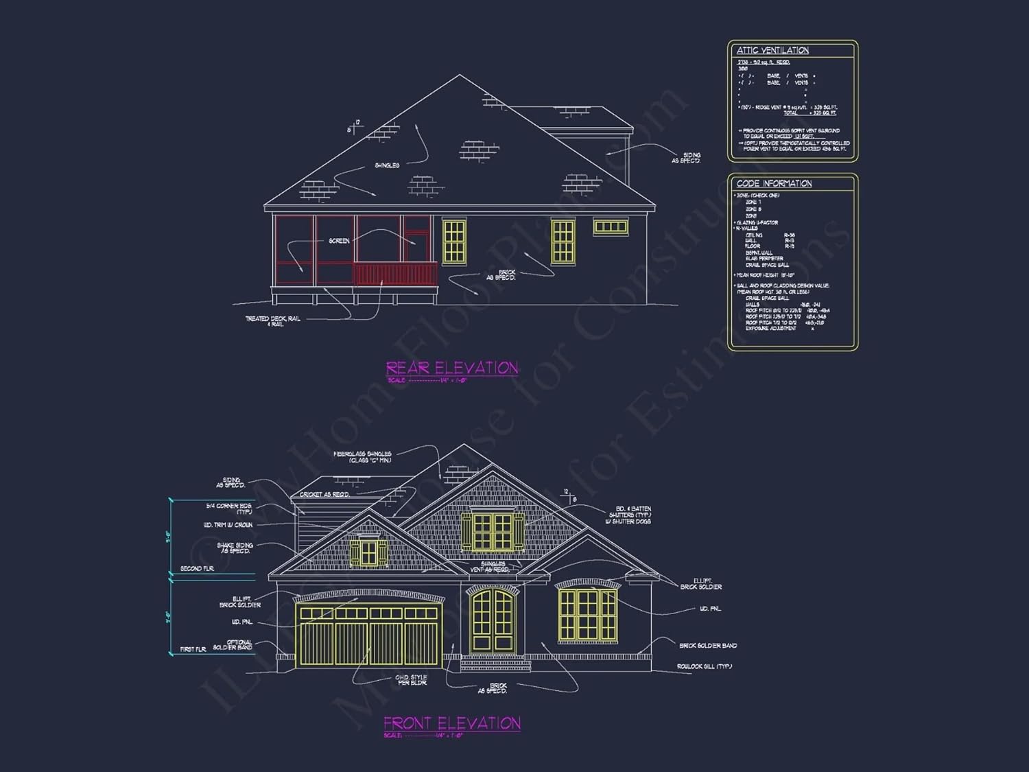 12-1046 HOUSE PLAN - French Provincial House Plan - 1.5 Story CAD Blueprint Designs
