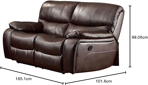 Miniatura 8 de Homelegance Pecos - Sofá reclinable doble manual de gel de cuero, color rojo