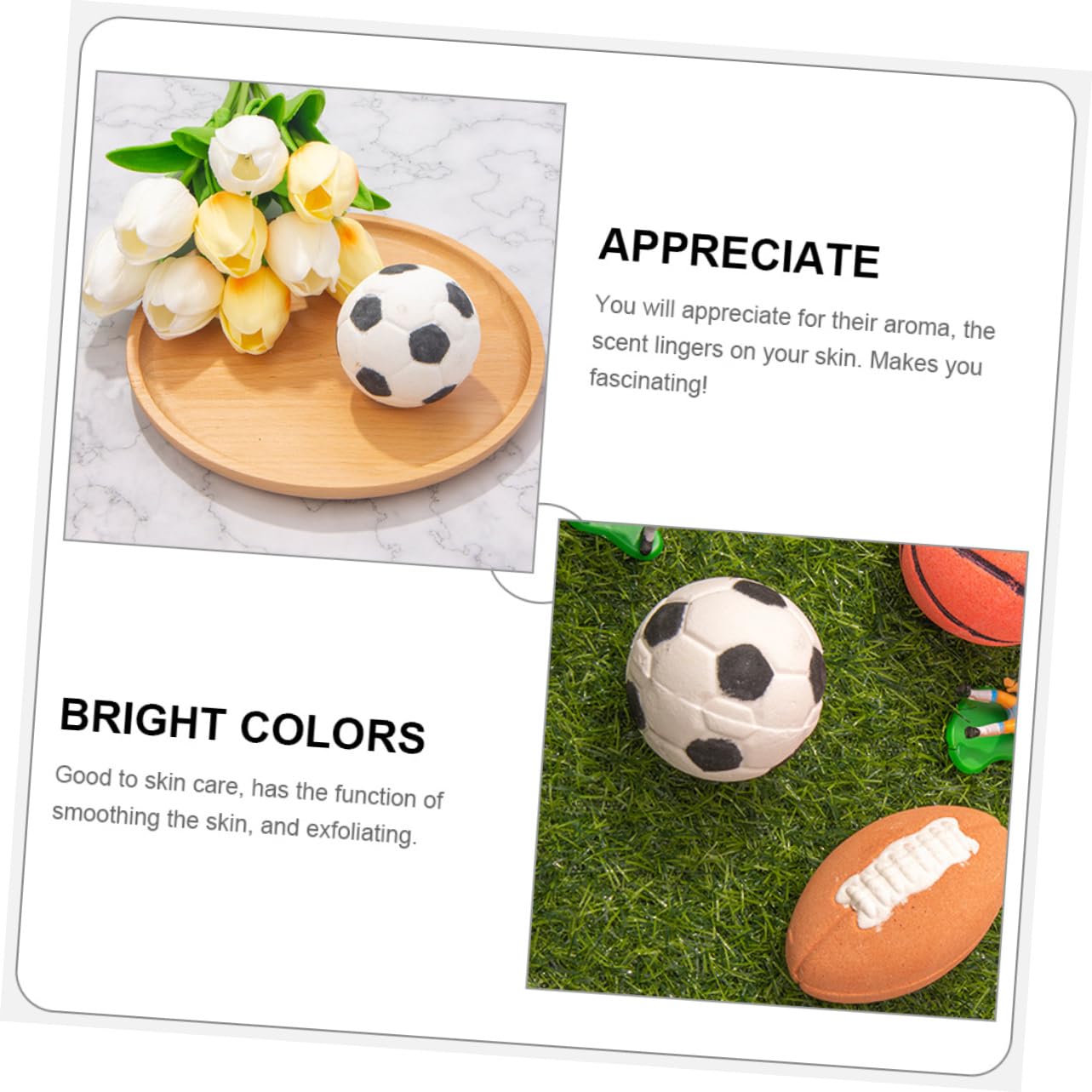 HOMOCONO Portable Bathing Salt 2pcs Football Shape for Travel and Spa Experience