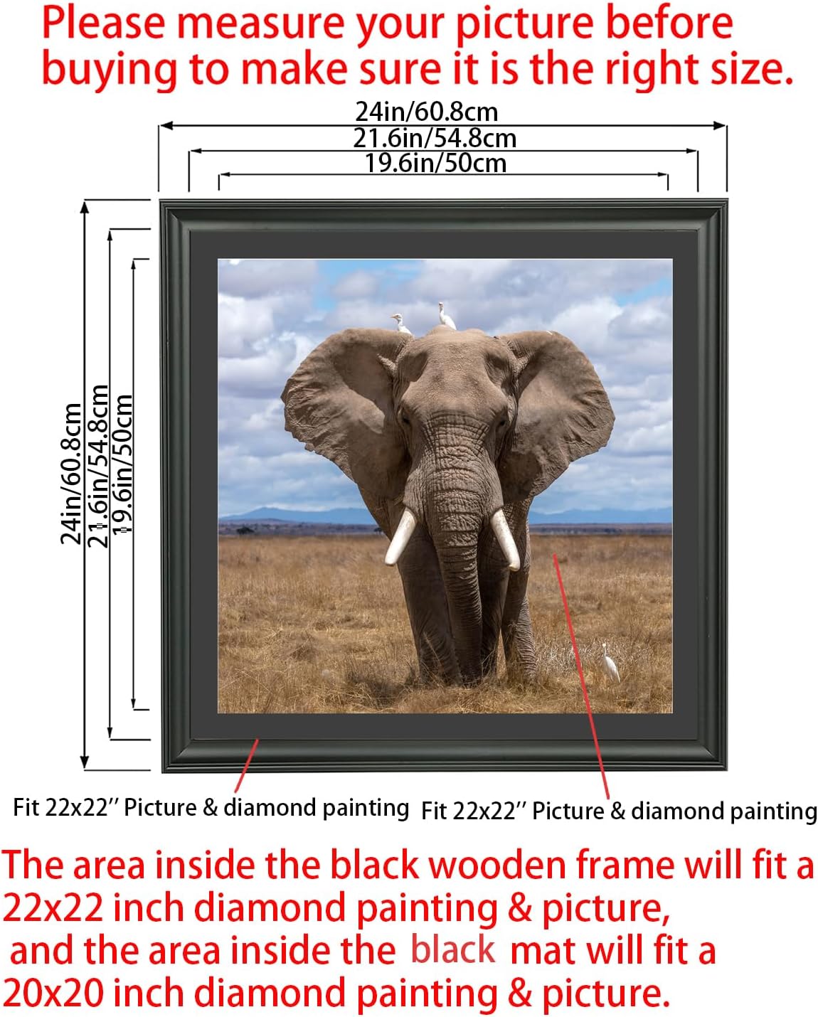 LTYHHK 22x22 Picture Frame Solid Wood with Black Mat, Displays Picture 20x20 with Mat or 22x22 Inch without Mat, Poster Frame 22x22 Photo Frames 20x20 Diamond Painting Frame Black (L23B2222B2020)
