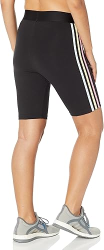 Miniatura 2 de adidas Badge of Sport - Pantalones cortos de ciclismo con estampado de 2 tonos y 3 rayas para mujer