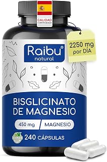 Bisglicinato de Magnesio - 450 mg de magnesio (magnesium) elemental/dosis diaria - 240 Cápsulas, hasta 4 meses de suministro - inocuo para el estómago