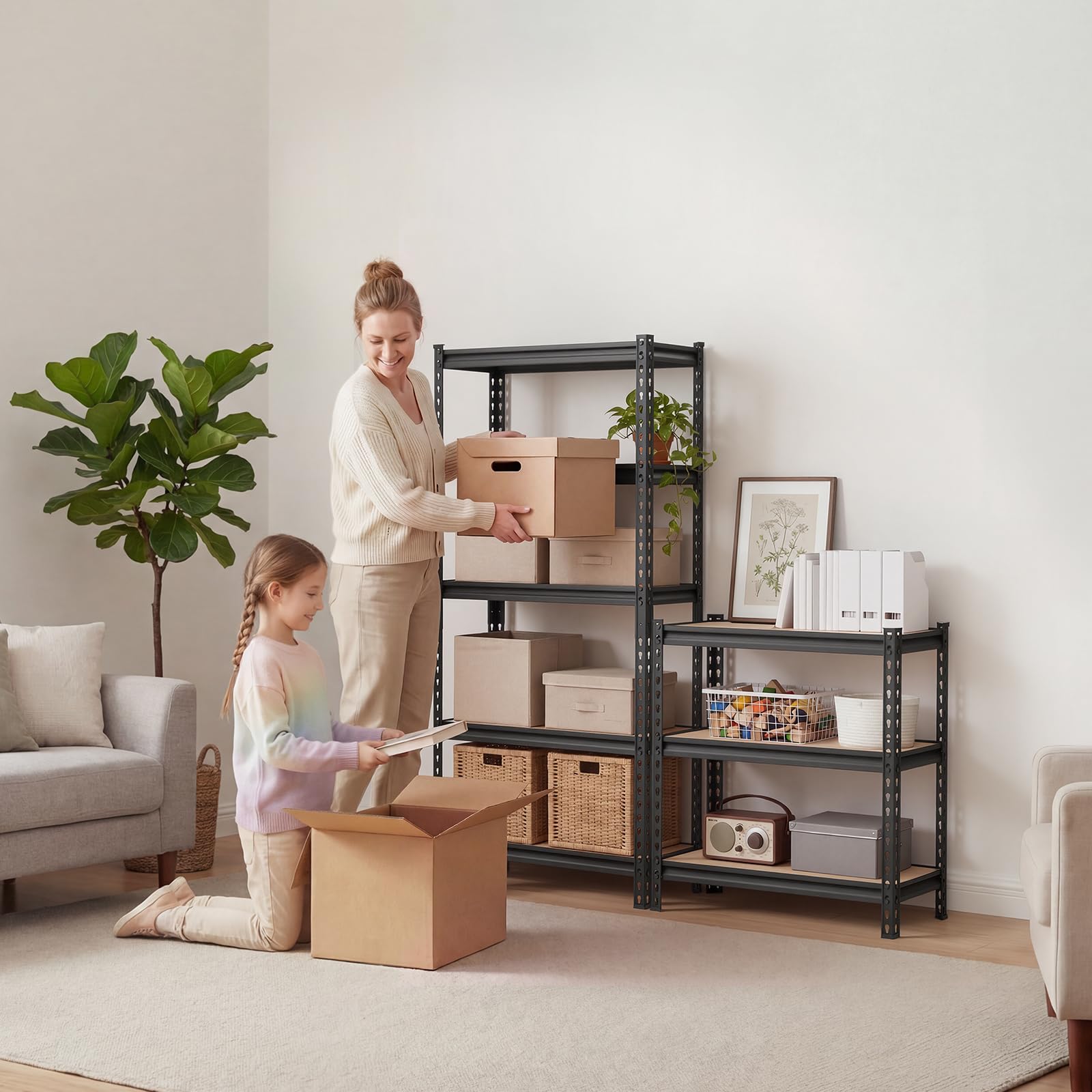 VEVOR Estantería Almacenaje Metálica de 5 Niveles 72 x 31 x 152 cm, Estantería Multiusos Altura Ajustable Capacidad 907 kg en Total con Estructura de Acero para Garaje Trastero Dormitorio Hogar Sótano