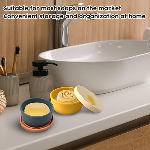 Miniatura 6 de Recipiente de jabón de viaje, estuche de jabón de viaje mejorado a prueba de fugas, estuche de viaje redondo para jabón con tapa a prueba de fugas y