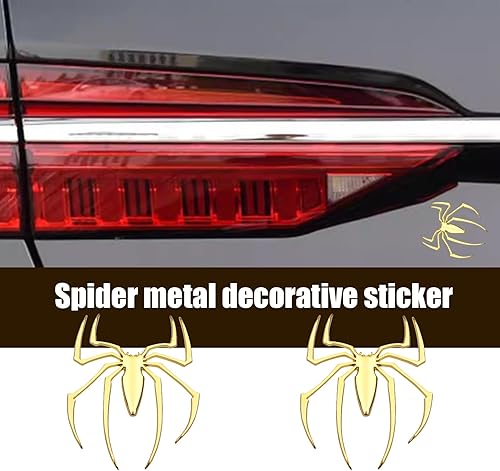 Miniatura 5 de Fogfar 2 calcomanías de estero de automóvil, 2.6 x 2.9 pulgadas, calcomanías de metal de araña para automóvil, aplicación de decoración