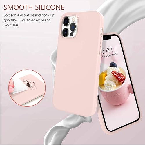 Miniatura 3 de DUEDUE Funda para iPhone 12 Pro Max de 6.7 pulgadas, silicona líquida, gel suave, funda delgada con forro de tela de microfibra, funda protectora