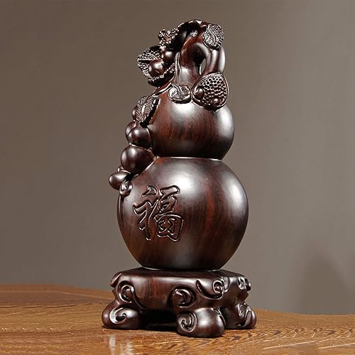 Miniatura 7 de SHUTING2020 Escultura china de la estatua del feng Shui Escultura de madera de la calabaza de la escultura Decoración del hogar Feng Shui Adornos