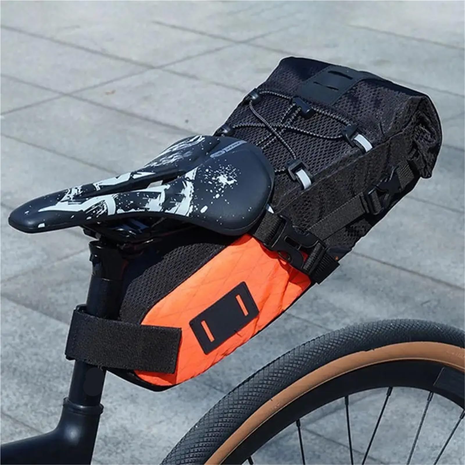 Borsa Da Sella Bici Borsa portaoggetti for sella bicicletta di grande capacità da 5,8 litri, borsa bici, riflettente impermeabile ciclismo(Orange)