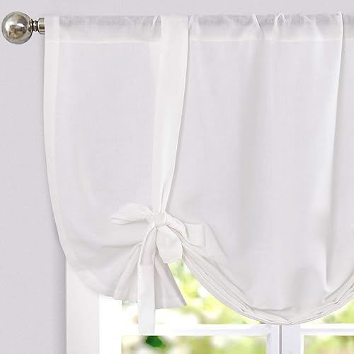 Miniatura 30 de jinchan Cenefa con estampado floral para ventanas de 36 pulgadas de largo, cenefas de cocina de lino para filtrar la luz campestre, tratamiento