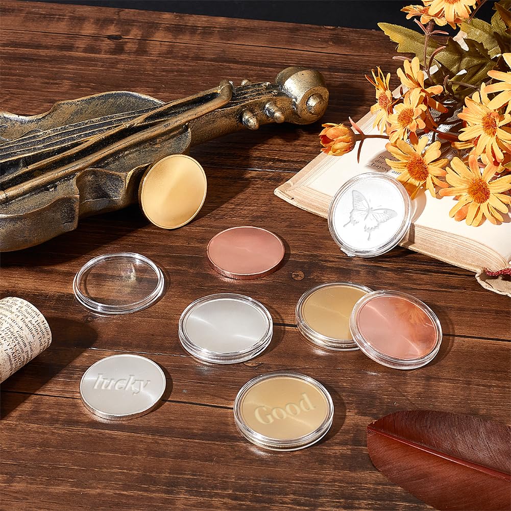 Amazon | PH PandaHall ブランクコイン 12枚、三色40/45mm コインカプセル メタルシール DIY誕生日ギフト 金属製  トラベル クラフトコレクション ジュエリー作成 丸型コインホルダー 箱 収集 硬貨 収納ゴールド/プラチナ/コッパーカラー 通販