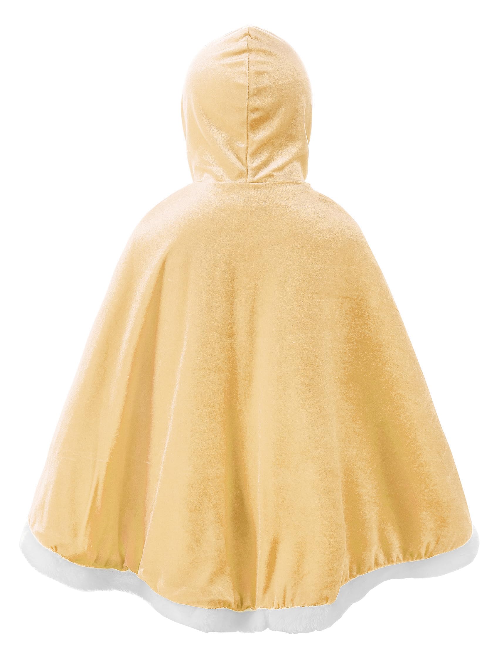 JerrisApparel Girl Cape Wedding Cloak Dress Coat Matching Snow Princess Costume (110, Yellow) - Image 3