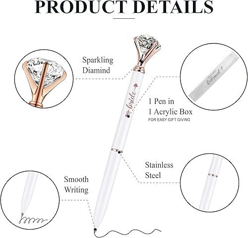Miniatura 3 de LADY&HOME 10 bolígrafos de dama de honor, bolígrafos de diamantes grandes, bolígrafos de metal de cristal, regalos para mujeres, regalos para bodas,