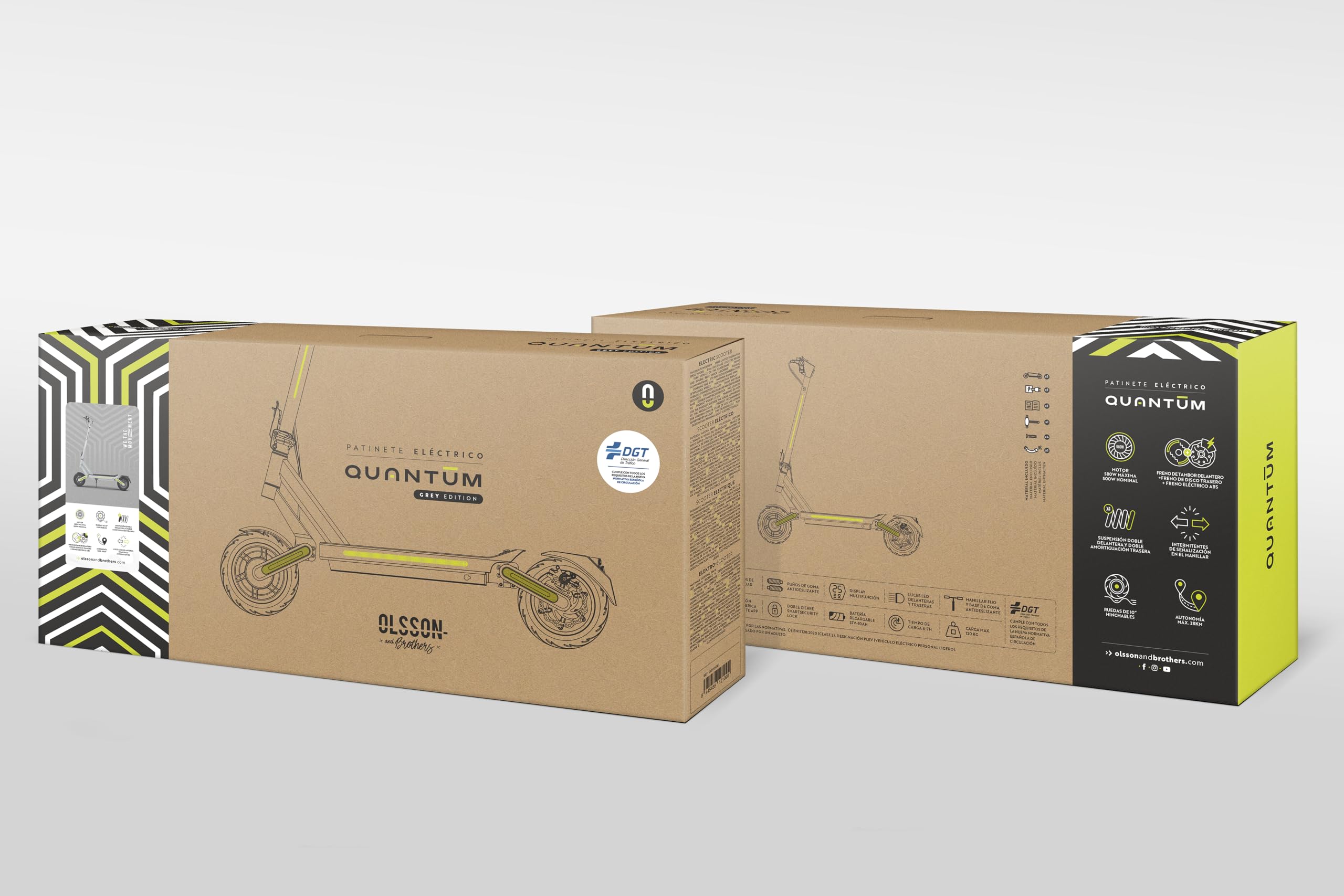 OLSSON Quantum Trottinette Électrique Adulte – Moteur 580W – Autonomie 38 km – Batterie 10000 mAh – Roues 10’’ – Clignotants – Régulateur de Vitesse – Pliable