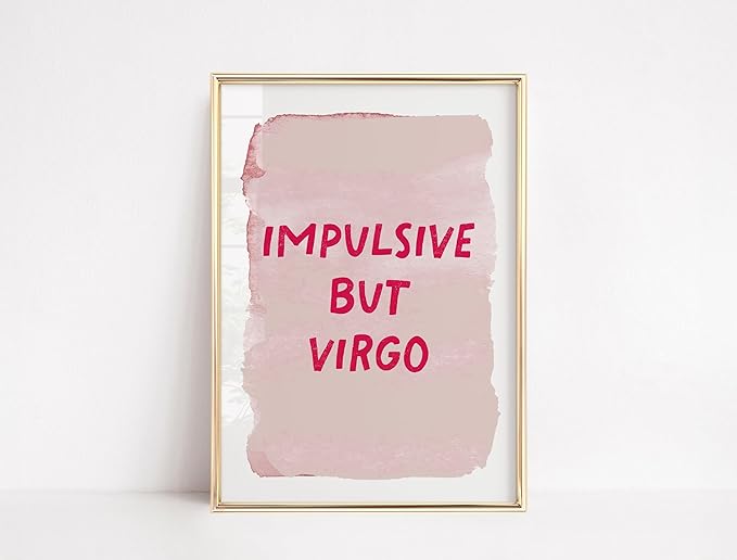 Virgo Funny Poster, Typography Quote Pink Zodiac print, wall art, living room, college dorms, Bedroom decor Horoscope Minimalist,61