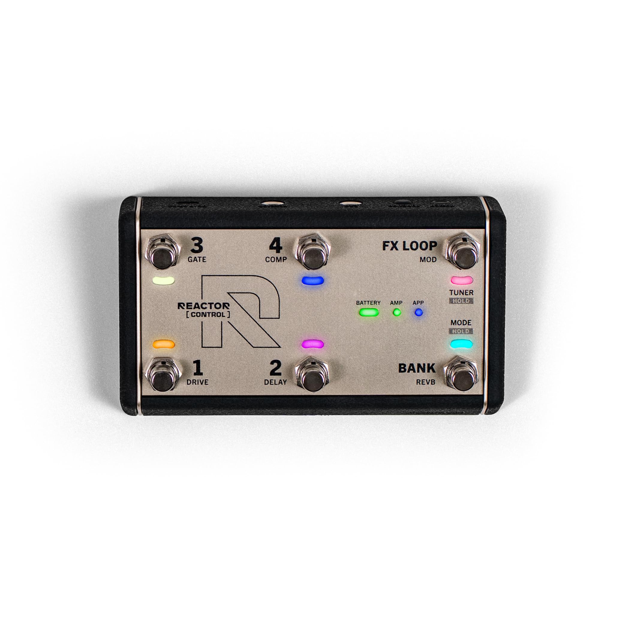 Positive Grid REACTOR Control – Pédalier sans fil Officiel pour Amplis REACTOR, 6 Footswitches Acier, Bluetooth, Entrée Pédale d’expression, Batterie 40+ heures