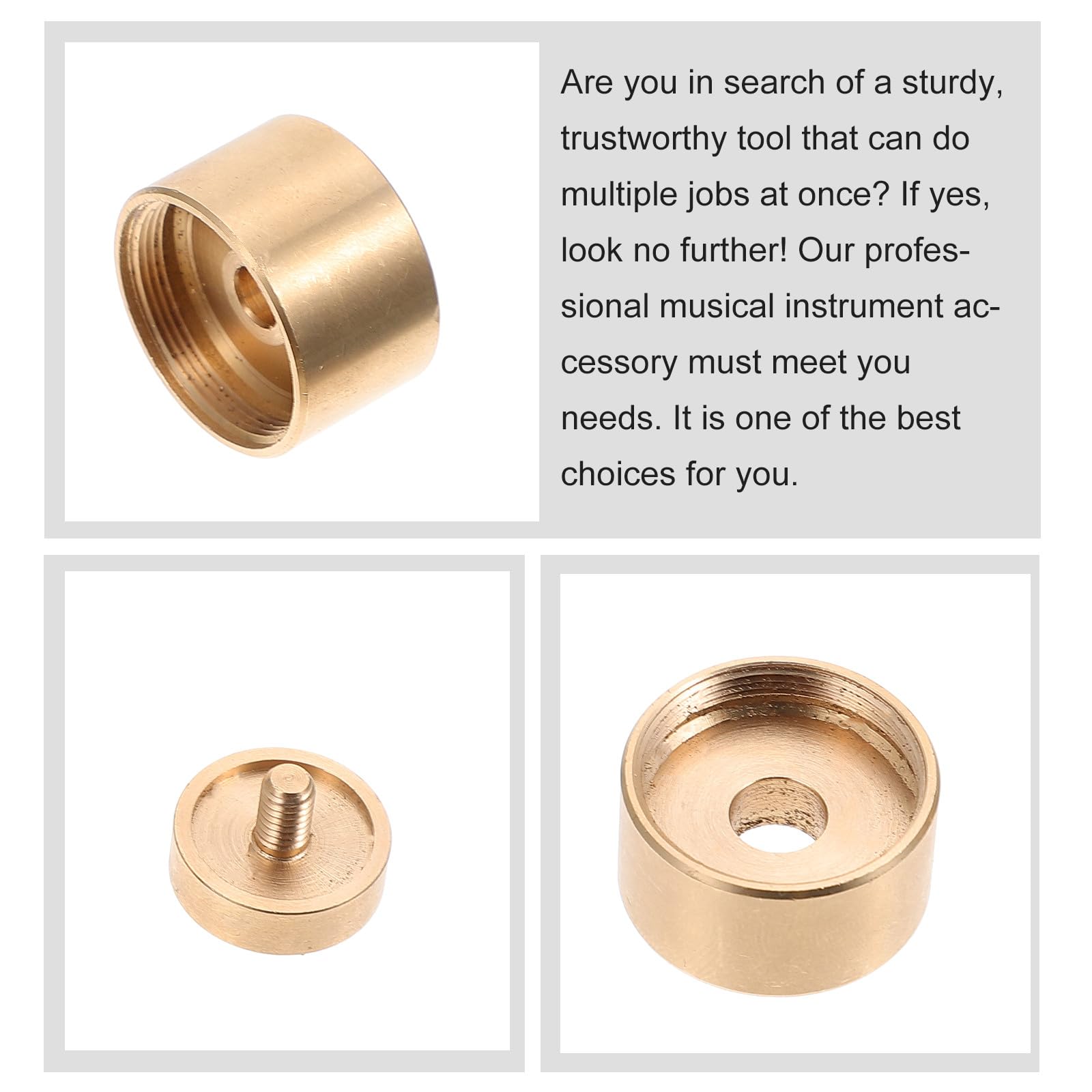 Veemoon Boutons de Piston pour Trompette en Cuivre Doré, Ensemble 1 Set, Résistance la Déformation la Décoloration, Design Élégant pour Accessoires D'instruments