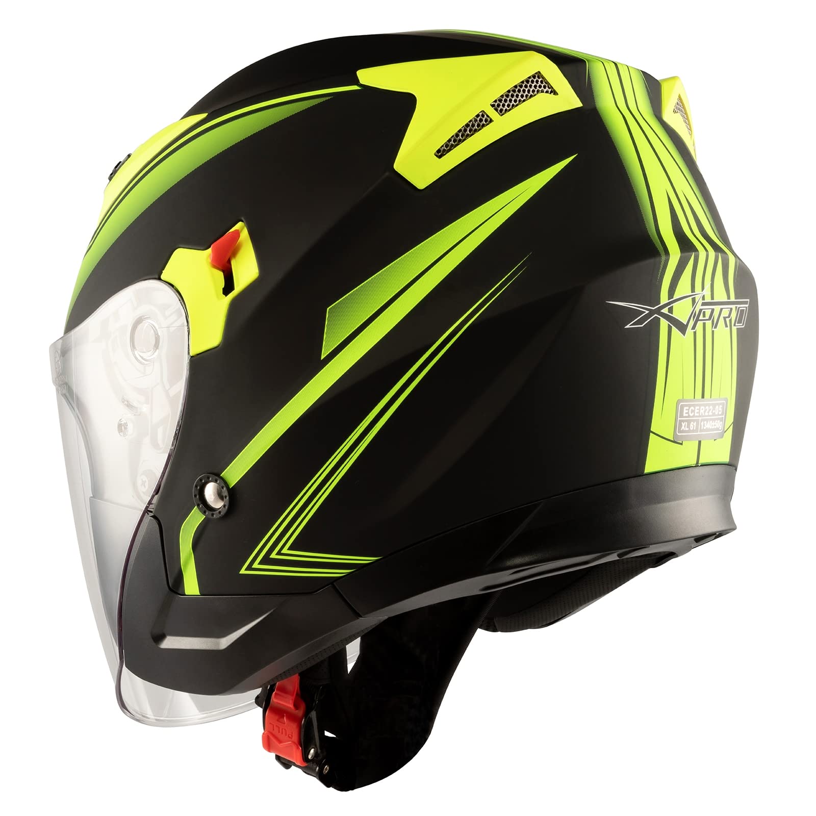 Casco Jet Moto Certificato ECE 22-06 - Parasole Con Visiera Lunga, Taglia XL, Verde - Foto 3