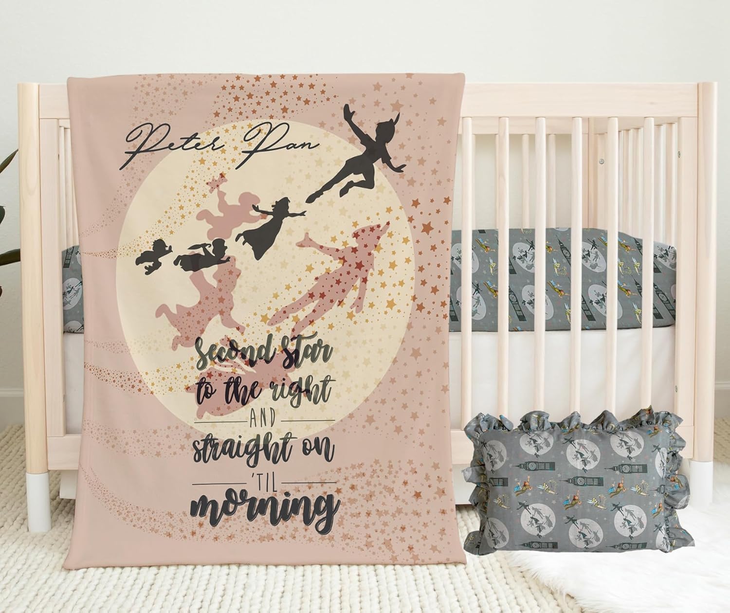 Peter Pan Nursery Crib Set Handmade, Peter Pan Fitted Crib Sheet, Peter Pan Pillow Cover