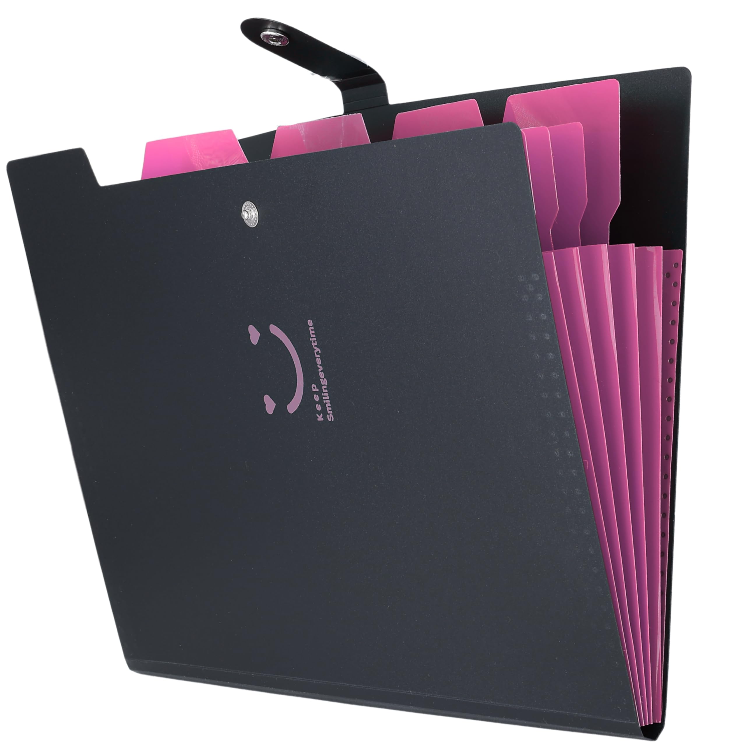 SPS Cartella portadocumenti espandibile con 5 tasche, design smile, adatta per documenti formato A4 e lettera, cartelle a fisarmonica, portadocumenti per ufficio, scuola e uso domestico (confezione da