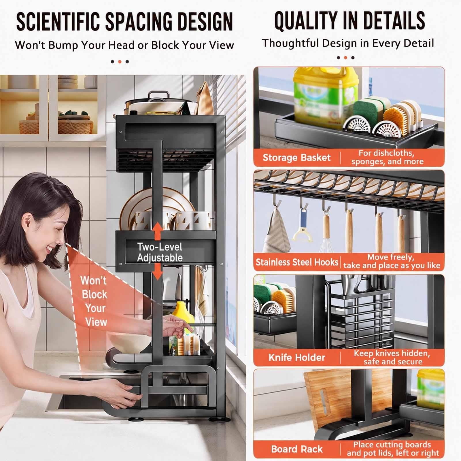 Scolapiatti Sopra Lavello ,Organizzatore Multifunzione Cucina Salvaspazio