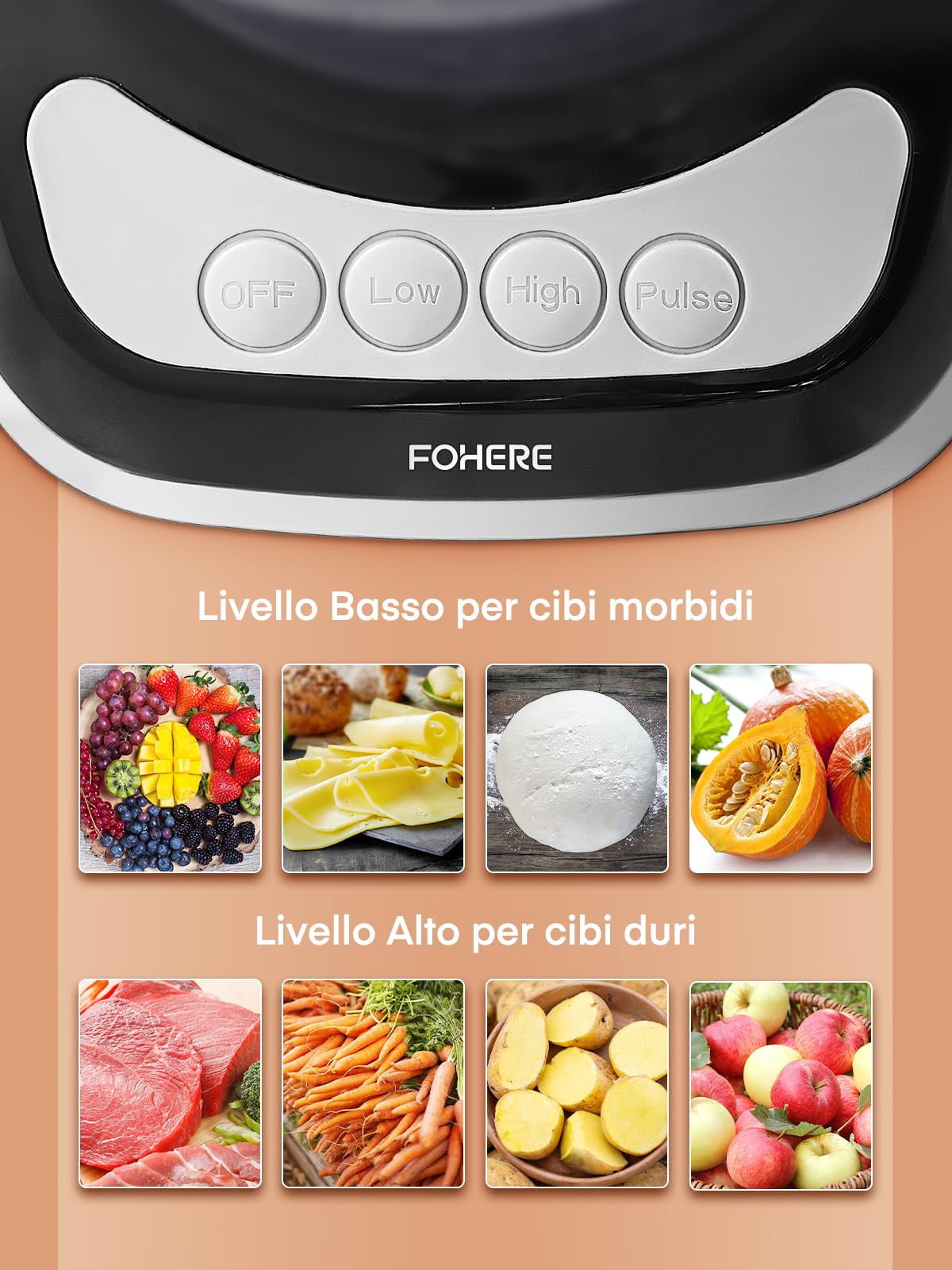 FOHERE Robot da cucina, 12 tazze, 2 in 1, tritatutto e tritacarne per tritare, sminuzzare, sminuzzare, purea e impastare, in acciaio inox