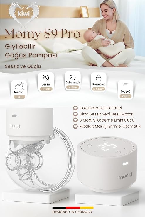 Momy S9 Pro Süt Artıran, Akıllı Giyilebilir Kablosuz Göğüs Pompası – Sessiz & Eller Serbest Sağım