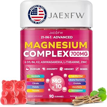 Magnesium Glycinate Gummies 700MG - 21-in-1 Advanced Magnesium Supplement | Ashwagandha, L-Theanine, Zinc, Vitamin - Sugar Free Magnesium Gummies for zzZ, Focus & Relaxation, for Women, Men & Kids