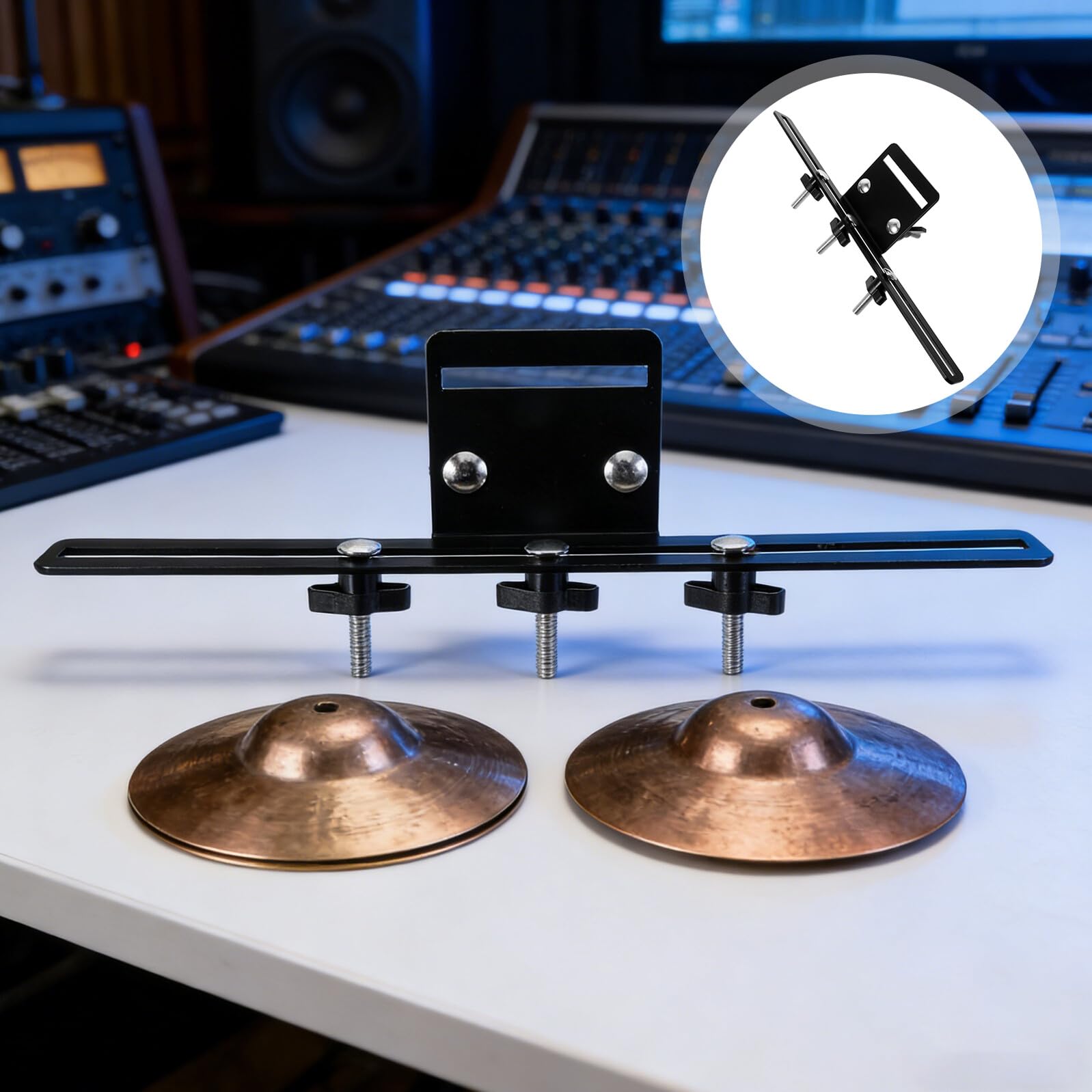 Supvox Kuhglockenhalter Metall mit Schnellverschluss Doppellagige Trommelhalterung Kompatibel für Schlagzeug Jam Blocks Stabiles Percussion Zubehör für Musiker