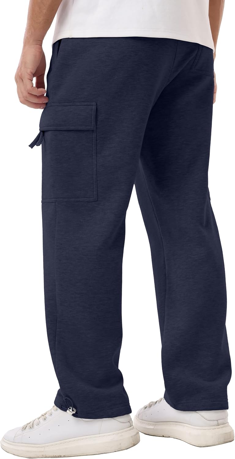 Sailwind Men's Fleece Cargo Sweatpants Casual Loose Fit Heavyweight Pants with Pockets - Image 4