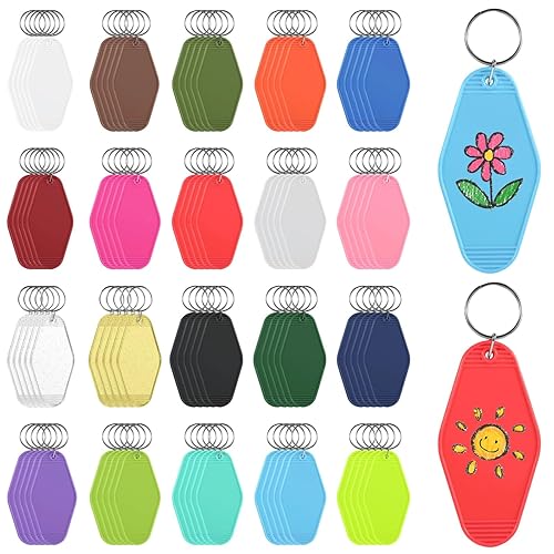 OMISTAR 100 PCS Motel Keychain Blank with Key Rings, 20