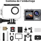 Ruycllo Action Cam 5K/4K, 50MP 30M/98FT Waterproof Underwater Camera with 64GB SD Card, IS, WiFi, 170° Ultra Wide Angle Action Camera - Ideal for Bike, Snorkelling, Motorcycle, Helmet Camera - 7