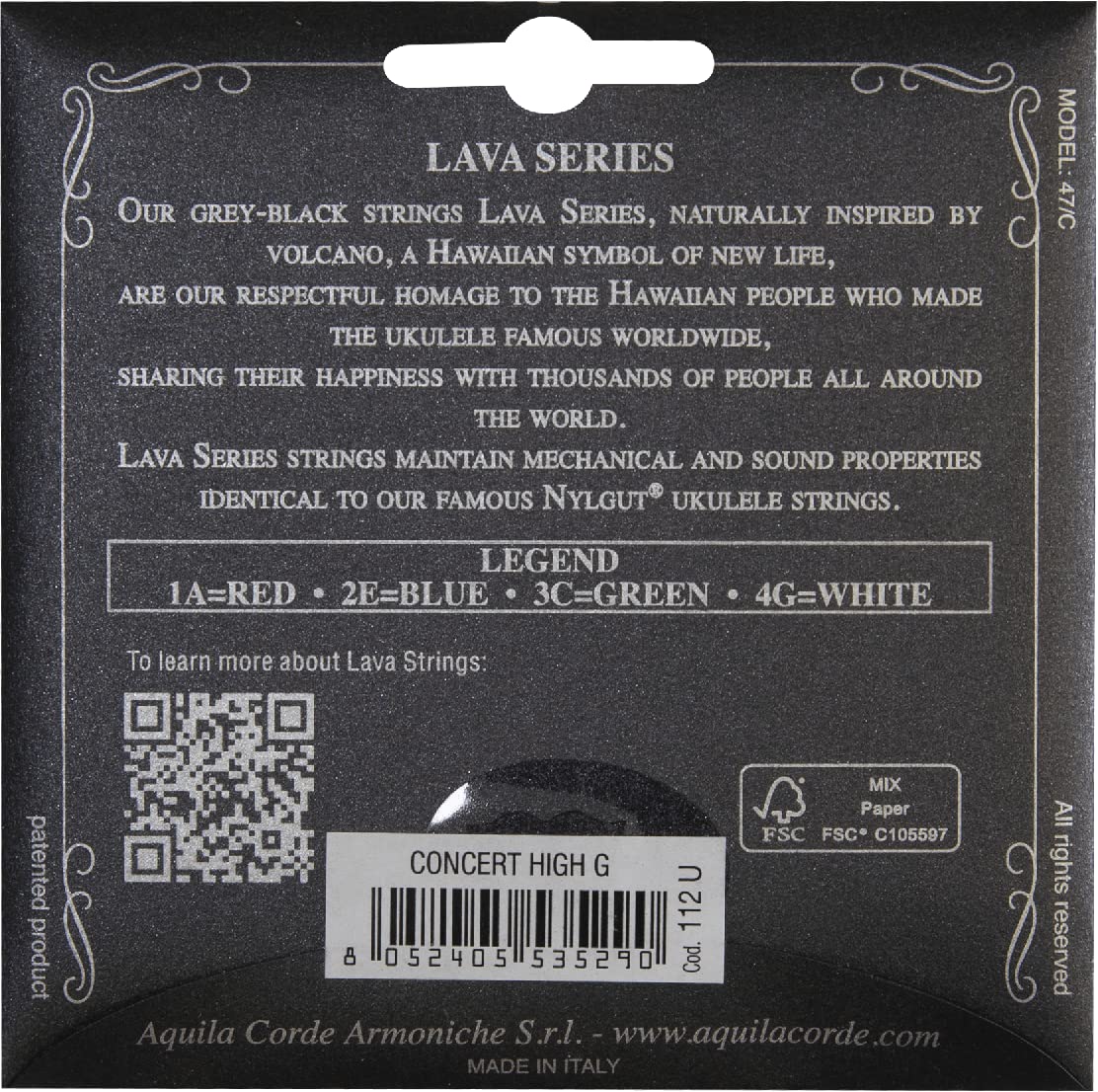 Aquila AQ U LS 112U Lava Series Jeu de cordes pour Ukulele (GCEA)