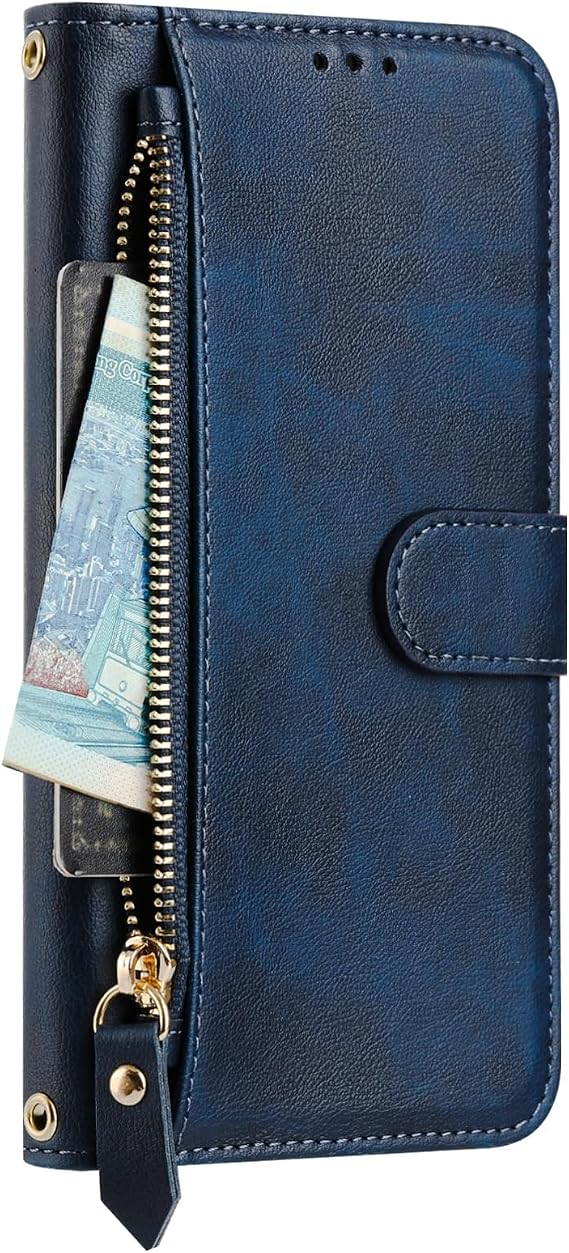 Ymyhyuxi Leather Flip Cases for Sharp Aquos R2 Compact Case Business Cover Card Wallet Phone Bag Dual Layer Storage Compartment Covers (Navy Blue)