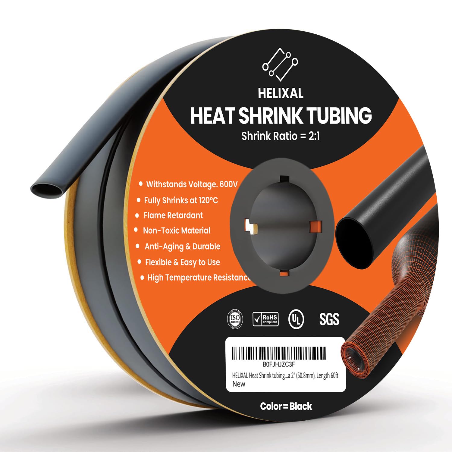 2" 50.8mm HELIXAL 2:1 Heat Shrink Tubing 60ft Spool with Airtight Seal