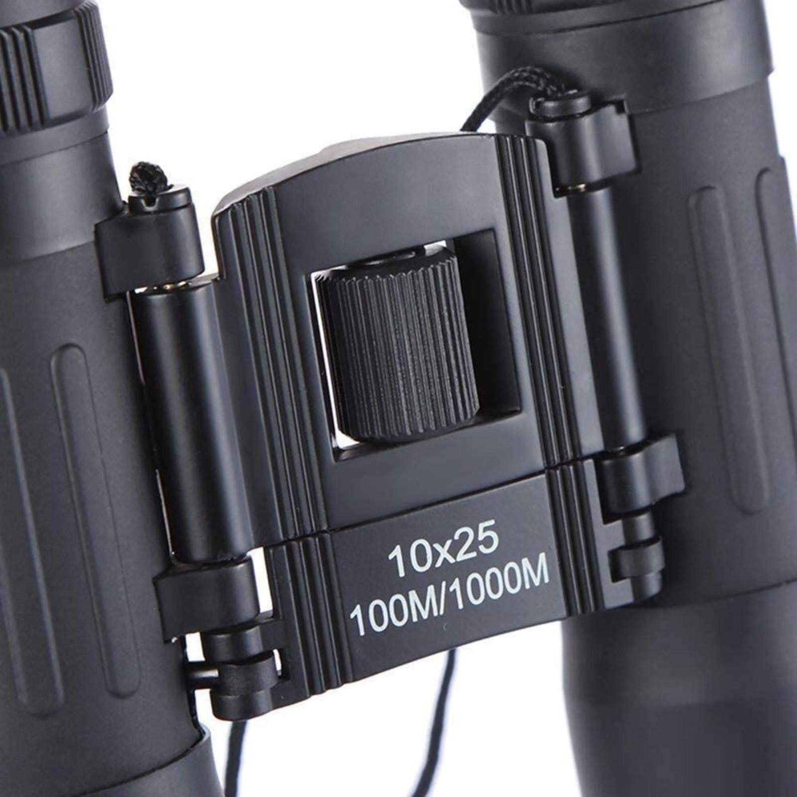 Binocolo per Adulti 10X25 Obiettivo Compatto Portatile Nero ad Alta Definizione Obiettivo Semi-Ottico da 34 mm Telescopio Multifunzione