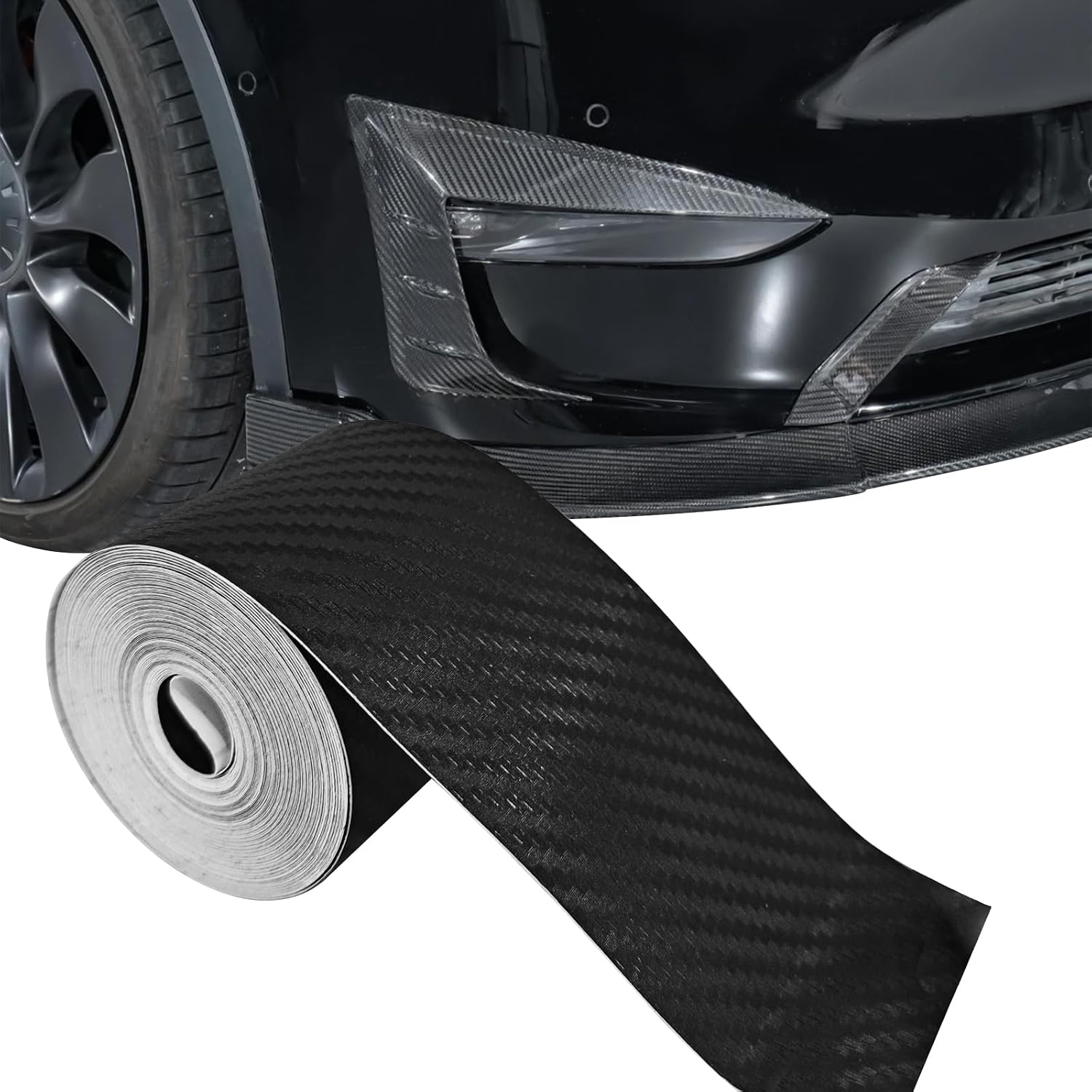 32FT x 2.75" Carbon Fiber Wrap for Cars Tape, 3D Automotive Pinstriping Tape Anti-Scratch Self-Adhesive Vinyl Decals for Car Body, Doors, Hoods, Universal Pinstriping Decoration DIY Sticker