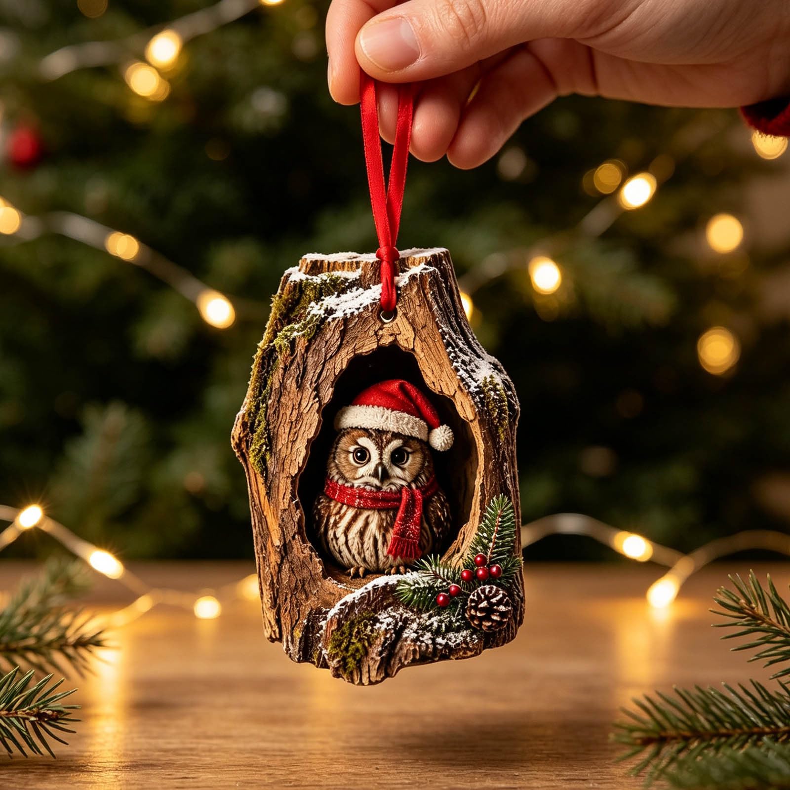 Waldtiere Weihnachtsschmuck 3D Anhänger Tiere Baumschmuck Weihnachten (4PC)