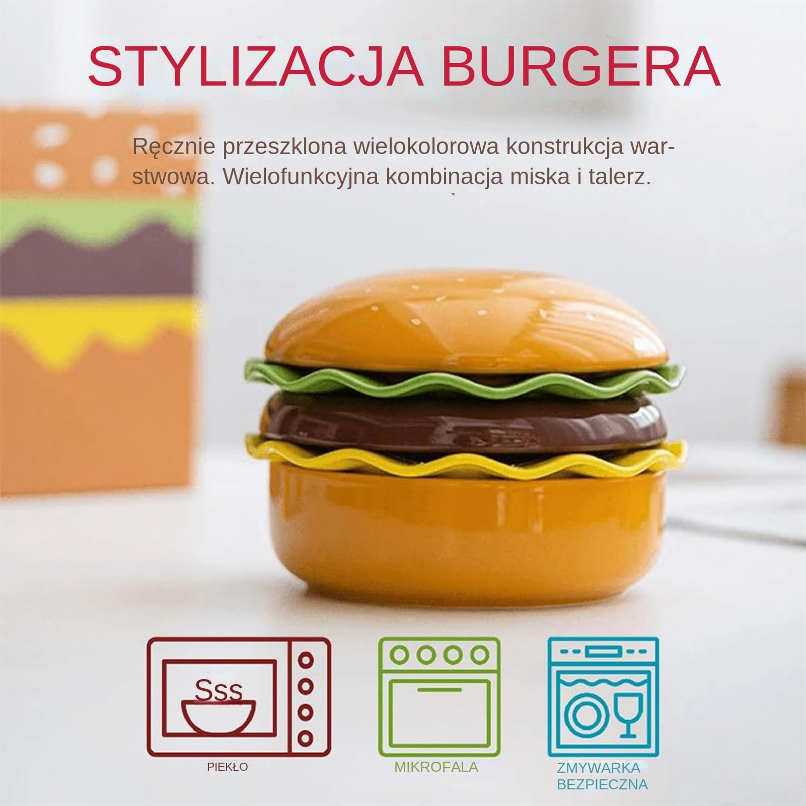 Zestaw Talerzy Na Burgery Naczynia ceramiczne układane w stos bezpieczne do | Uroczy Zestaw Talerzy Do Serwowania Do domu, kuchni, mieszkania, na kemping, piknik, przyjęcie, urodziny, pr