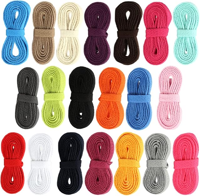 Juipniss 20 Pairs Flat Colored Shoelaces for Sneakers Skate Boots and Sport Shoes