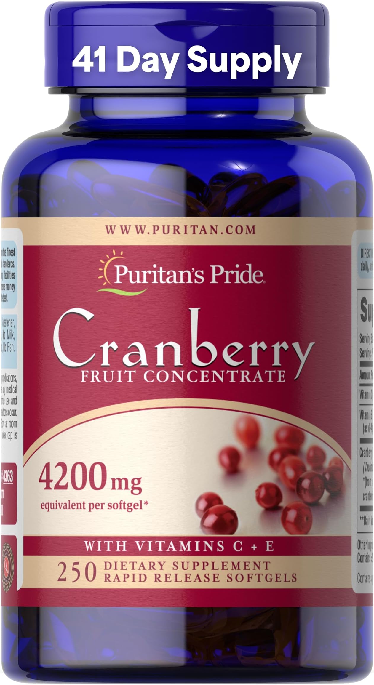 Cranberry Fruit Concentrate with C & E 4200 Mg, 250 Count